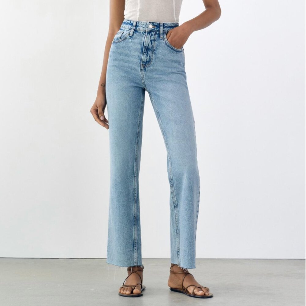 Zara HIGH RISE Z1975 STRAIGHT LEG JEANS, Size 6